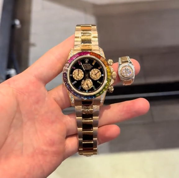 ⌚️ساعة فاخرة - ألماس/ذهب خالص ⚜️قلادة ألماس مصنوعة بشكل احترافي