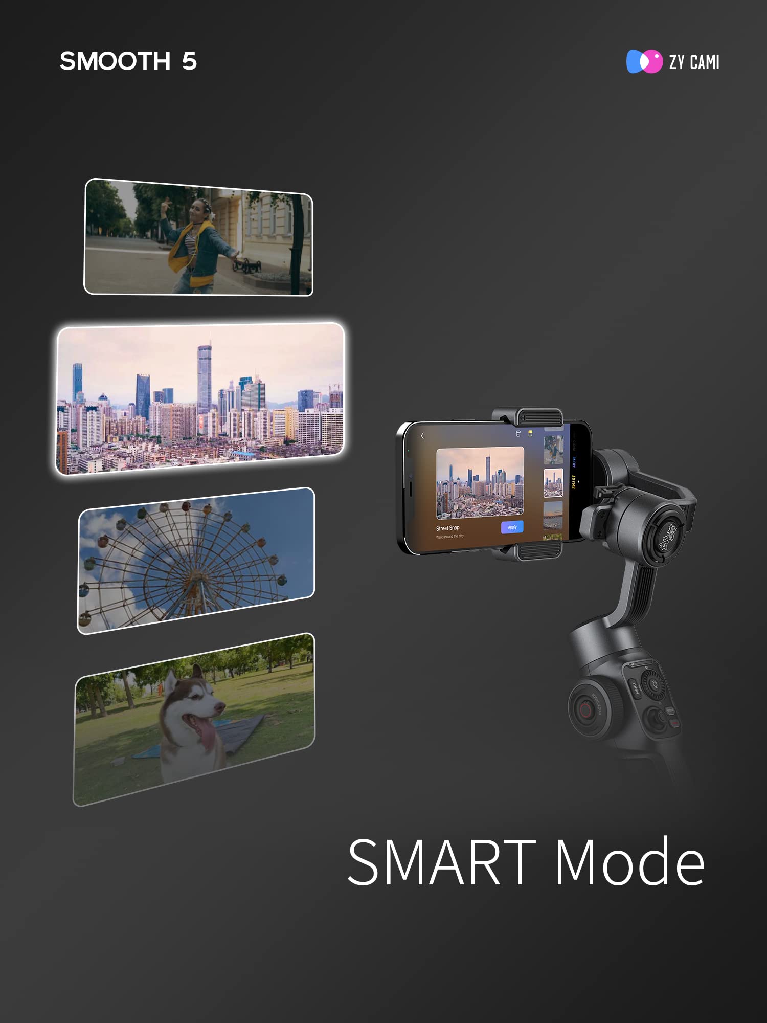 مثبت Zhiyun Smooth 5S AI Pro Gimbal، مثبت ثلاثي المحاور للهواتف الذكية مع متتبع AI، ضوء تعبئة مغناطيسي/مدمج، حقيبة تخزين، مثبت iPhone مثبت Zhiyun Smooth 5S AI Pro Gimbal، مثبت ثلاثي المحاور للهواتف الذكية مع متتبع AI، ضوء تعبئة مغناطيسي/مدمج، حقيبة تخزين، مثبت iPhone