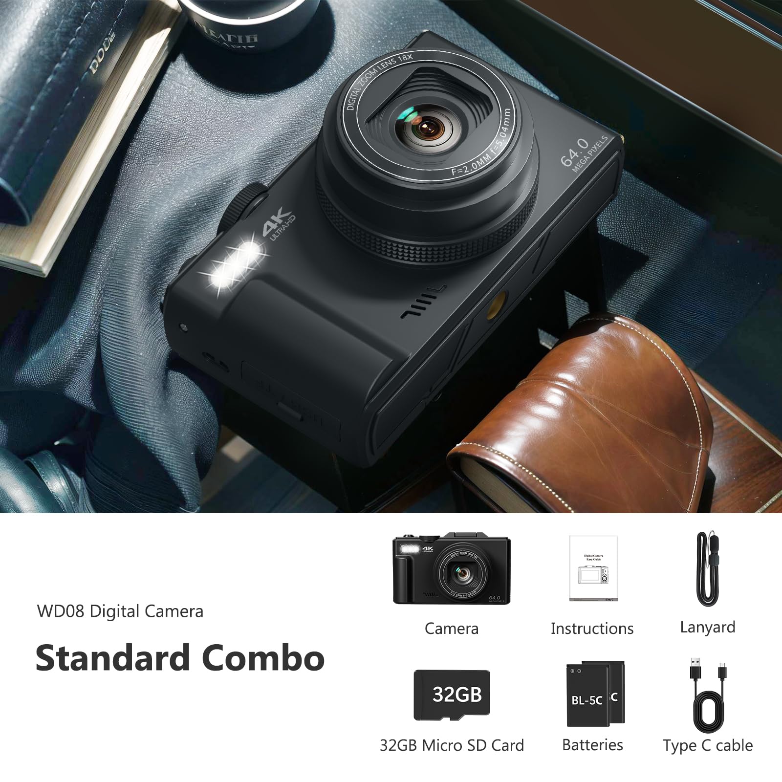 كاميرا رقمية 4K للتصوير الفوتوغرافي كاميرا رقمية 4K للتصوير الفوتوغرافي