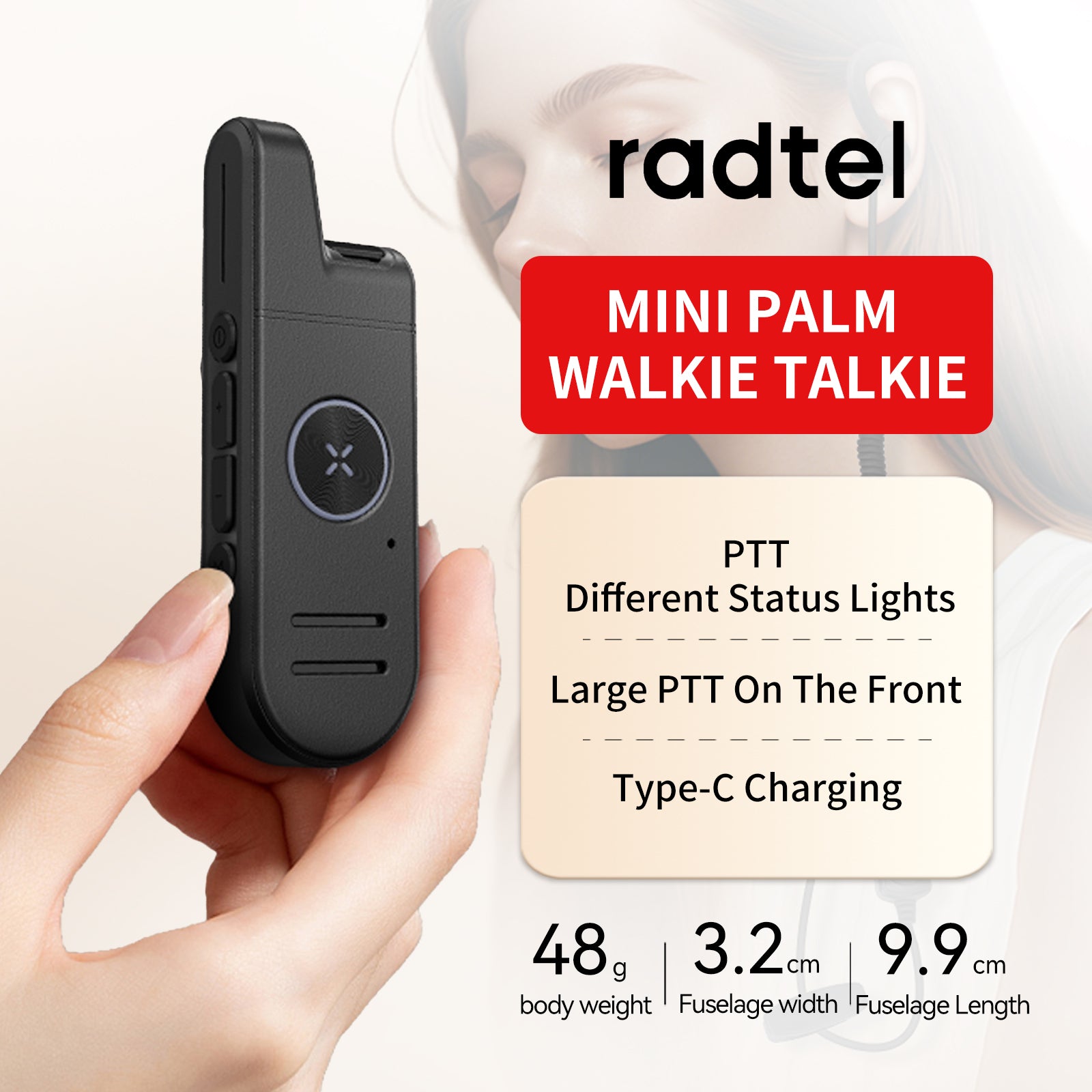جهاز لاسلكي صغير للغاية Radtel RT13 (عبوة من 3 أجهزة)